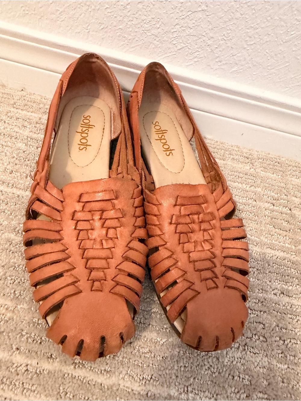 Softspots Woven Huarache Slip-On Flats - Cognac